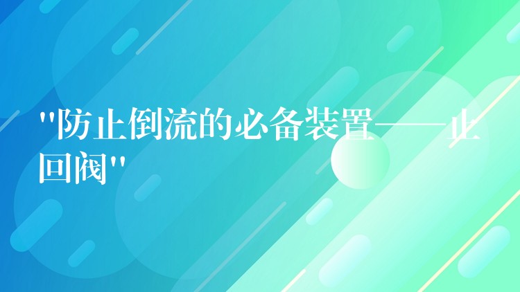 “防止倒流的必备装置——止回阀”