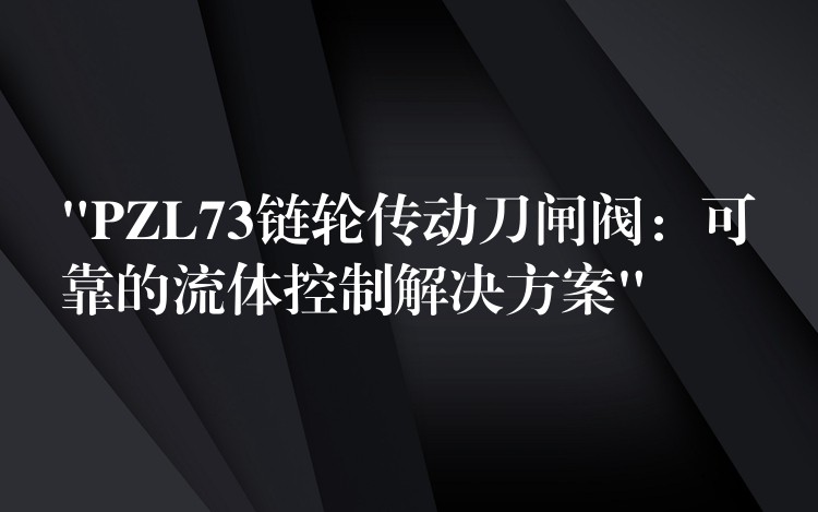 “PZL73链轮传动刀闸阀：可靠的流体控制解决方案”