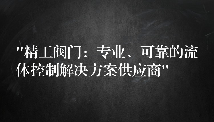 “精工阀门：专业、可靠的流体控制解决方案供应商”