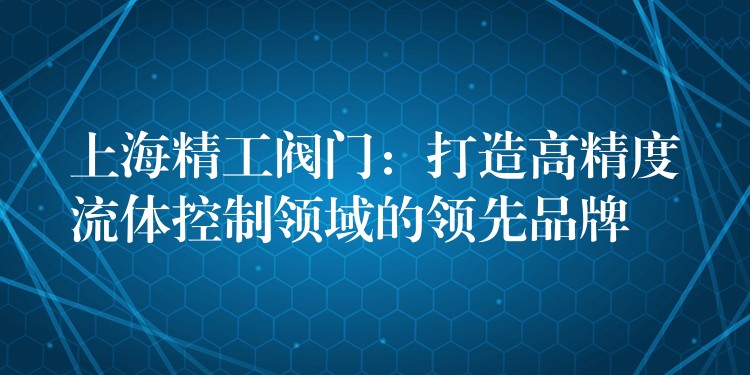 上海精工阀门：打造高精度流体控制领域的领先品牌