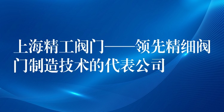 上海精工阀门——领先精细阀门制造技术的代表公司