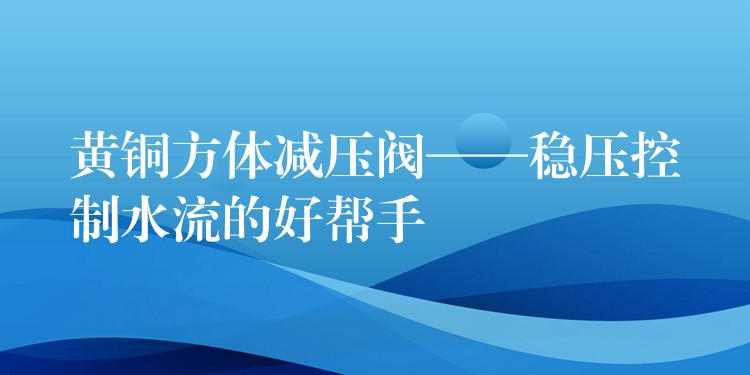 黄铜方体减压阀——稳压控制水流的好帮手