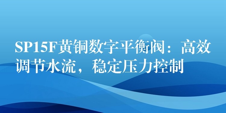 SP15F黄铜数字平衡阀：高效调节水流，稳定压力控制