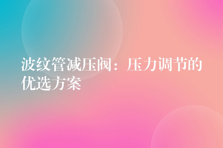 波纹管减压阀：压力调节的优选方案