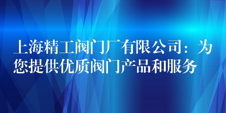 上海精工阀门厂有限公司：为您提供优质阀门产品和服务