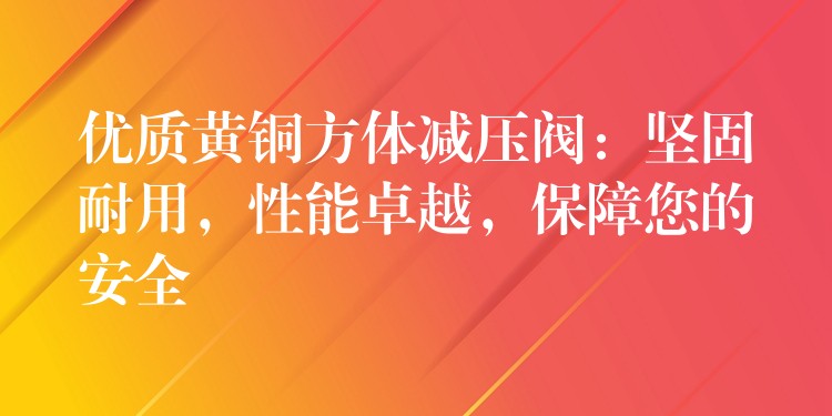 优质黄铜方体减压阀：坚固耐用，性能卓越，保障您的安全