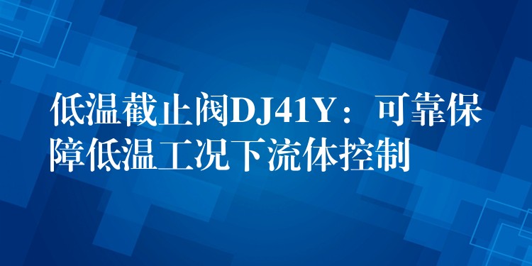 低温截止阀DJ41Y：可靠保障低温工况下流体控制