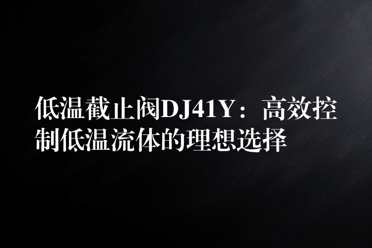 低温截止阀DJ41Y：高效控制低温流体的理想选择