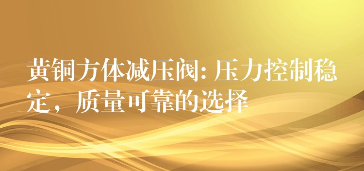 黄铜方体减压阀: 压力控制稳定，质量可靠的选择