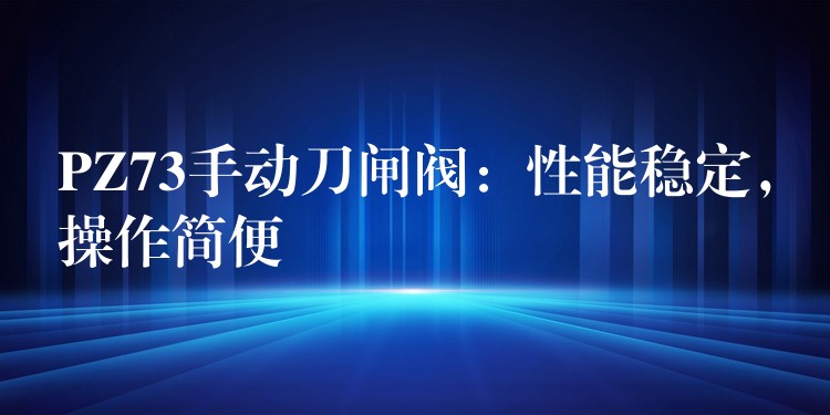 PZ73手动刀闸阀：性能稳定，操作简便