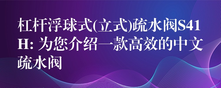 杠杆浮球式(立式)疏水阀S41H: 为您介绍一款高效的中文疏水阀