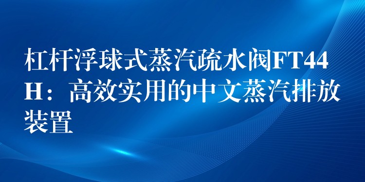 杠杆浮球式蒸汽疏水阀FT44H：高效实用的中文蒸汽排放装置