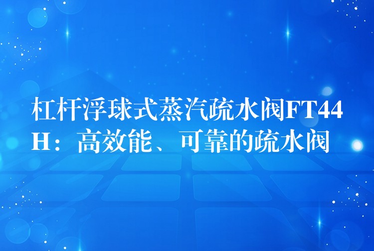 杠杆浮球式蒸汽疏水阀FT44H：高效能、可靠的疏水阀