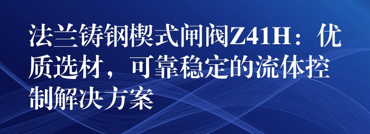 法兰铸钢楔式闸阀Z41H：优质选材，可靠稳定的流体控制解决方案