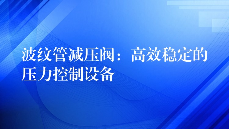 波纹管减压阀：高效稳定的压力控制设备