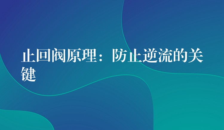 止回阀原理：防止逆流的关键