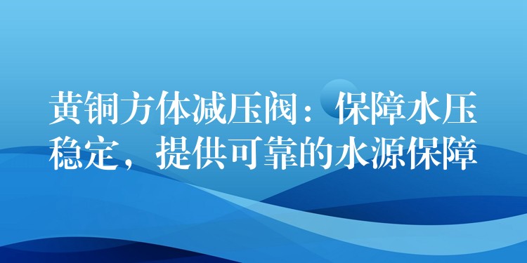 黄铜方体减压阀：保障水压稳定，提供可靠的水源保障