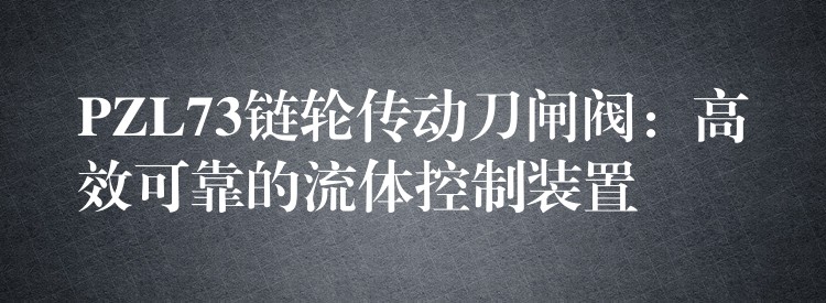 PZL73链轮传动刀闸阀：高效可靠的流体控制装置