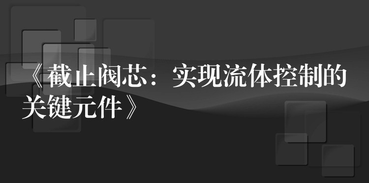 《截止阀芯：实现流体控制的关键元件》